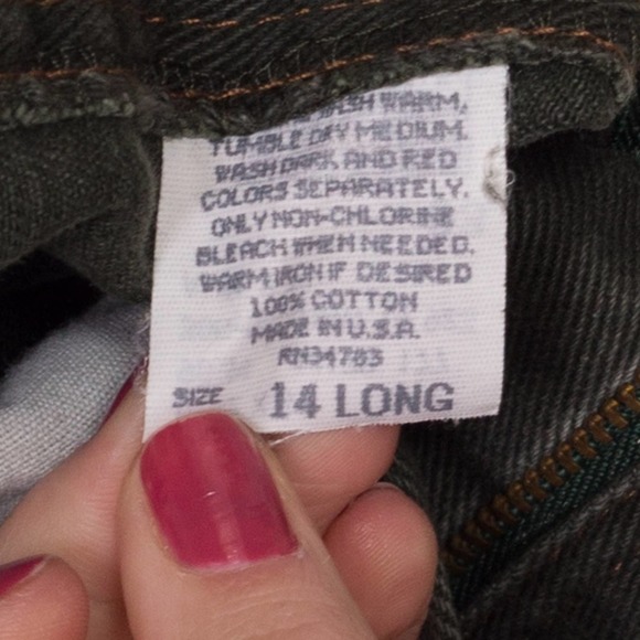 90s Lee Olive High Waisted Jeans - Medium to Large Tall, 30.5" - Picture 7 of 9